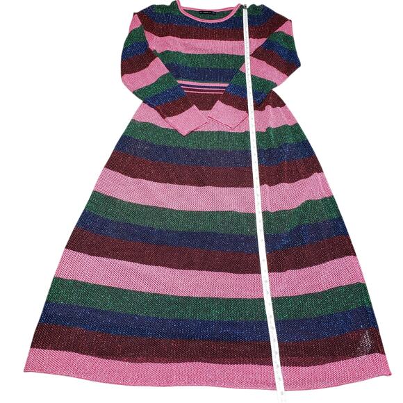 Zara Metallic Crochet Knit Maxi Dress Size L Boho Festival Glam - Picture 7 of 11